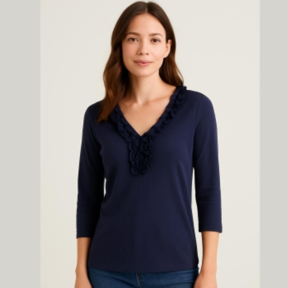 Chaps Women's Navy Blue V Neck Tee XL - Picture 12 of 12